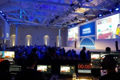 Samsung European Forum 2019 Pressekonferenz Portugal Blick aus FOH Front of House Bühne Saal Präsentation