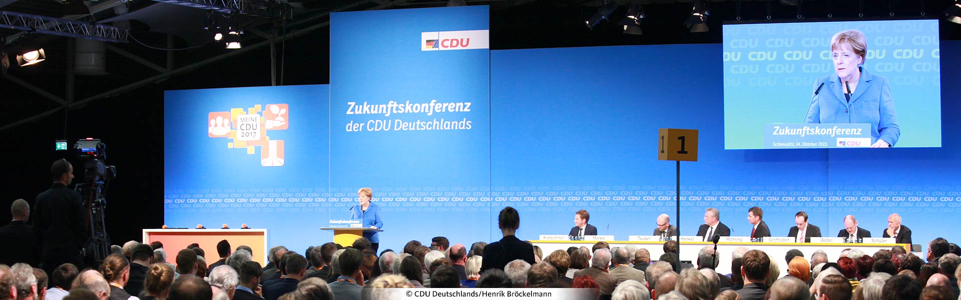 CDU Bundesparteitag 2015 Deutsche Einheit Festakt E-Werk Berlin Angela Merke Podium Zukunftskonferenz der CDU Deutschlands Gestaltung und Planung von Erlebnisräumen Veranstaltungsdesign